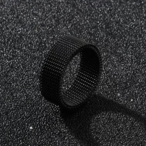 RNR Chain Mail Black, prsten od nehrđajućeg čelika - Music Wheel