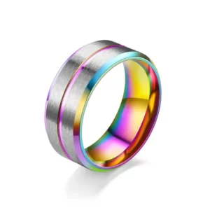 RNR One Stripe Rainbow, prsten od nehrđajućeg čelika - Music Wheel