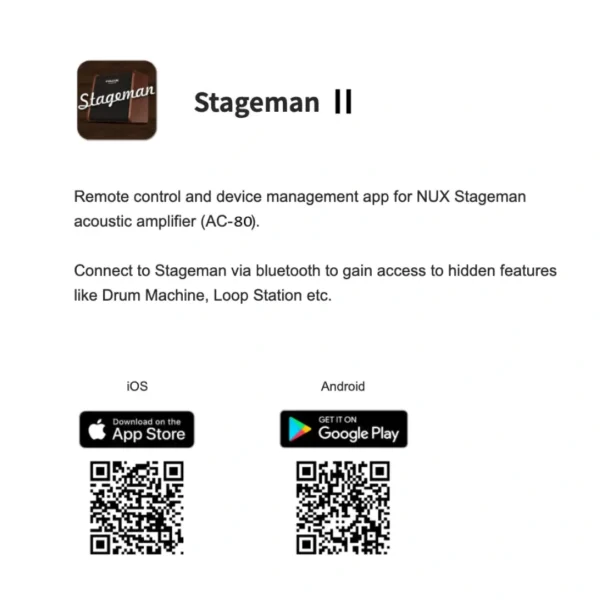 NUX AC-80 Stageman II, prijenosno pojačalo za akustičnu gitaru - app