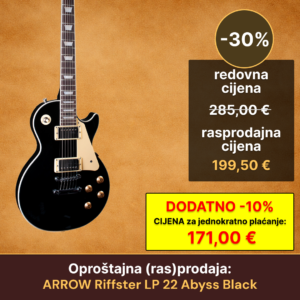 ARROW Riffster LP 22 Abyss Black Rosewood/White LTD, električna gitara