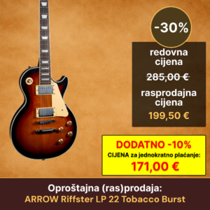 ARROW Riffster LP 22 Tobacco Burst Rosewood/Cream LTD, električna gitara